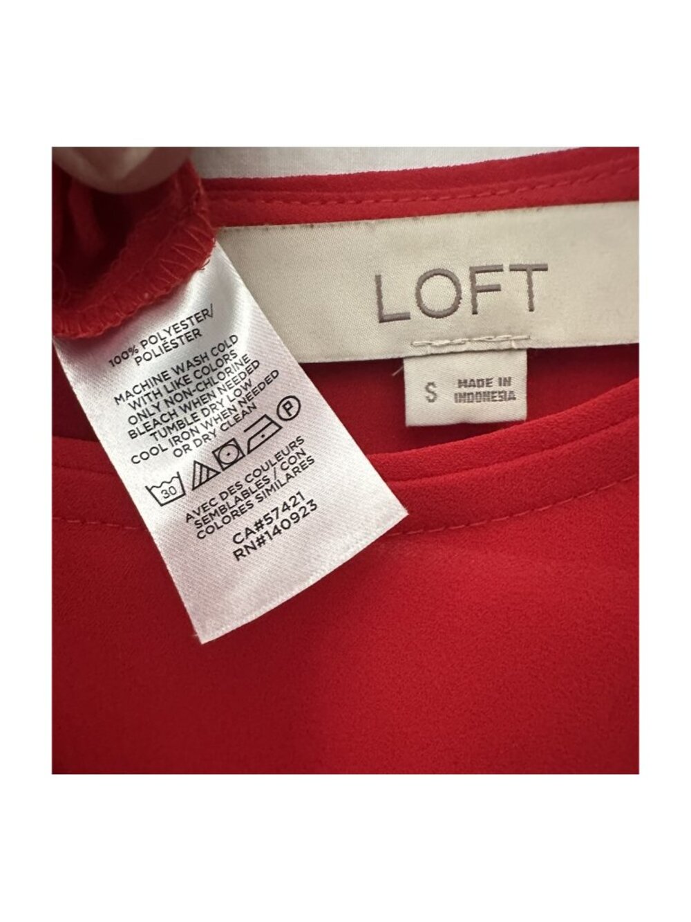 LOFT Red Ruffle Cuff Blouse (Small) - Picture 6 of 7